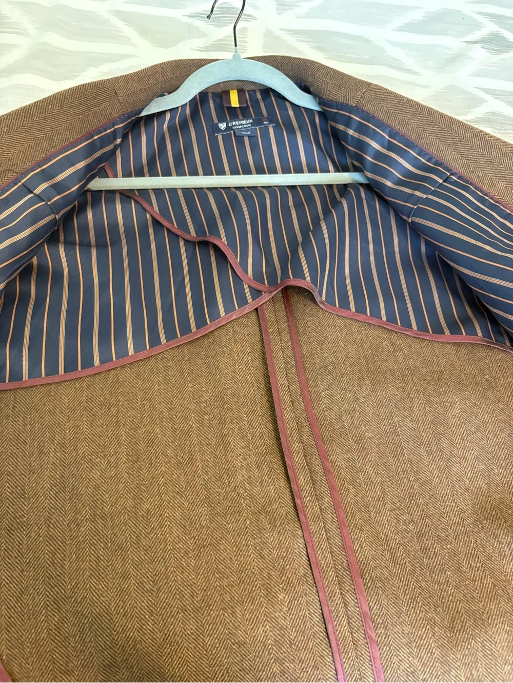 Cremieux Collection Men’s Brown Herringbone 100% Wool Tweed Blazer XXL